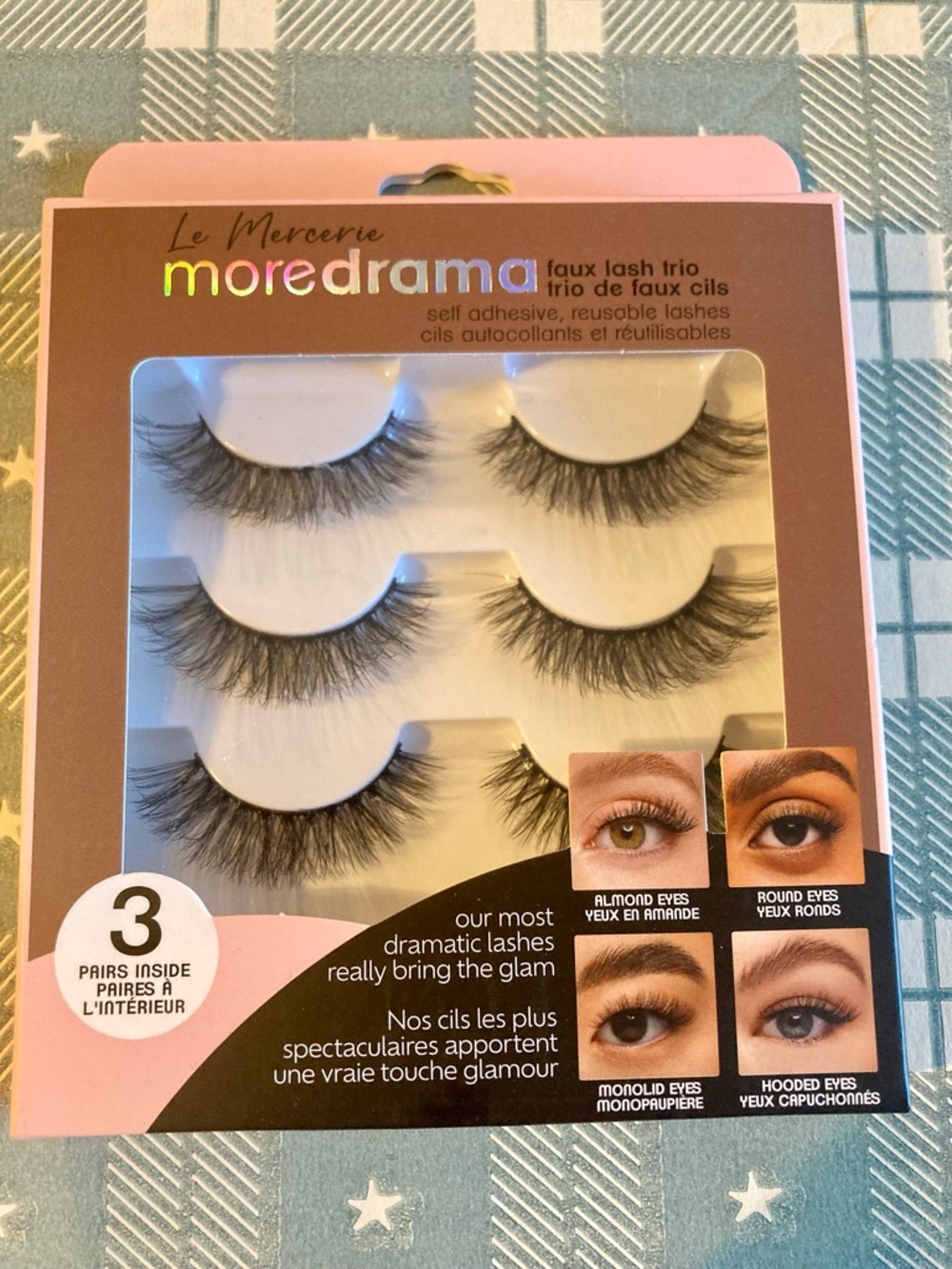MoreDrama Faux Reusable Self adhesive, Lash 3 pack Lashes
